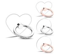 Bmeigo 4 Pièces Anneau de Support pour téléphone Portable, Réglable à 360° Rotation Transparent Anneau Porte Portable Smartphone pour Tous Les téléphones Mobiles (Coeur/Rond, Or Rose/Argent)