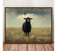 BMGKYAGL 1 toile imprimée « Mouton noir chic », décoration de ferme vintage, poster mural pour salon et chambre (40 x 50 cm/sans cadre)
