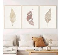 BMGKYAGL Abstract Boho Feather Wall Art Modern Minimalist Canvas Prints for Living Room Stylish Home Decor Posters Prints(40x60cmx3/Frameless)
