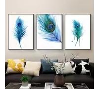 BMGKYAGL Affiche abstraite sur toile à motif de plumes, imprimée et moderne, style nordique, pour salon ou chambre (80 x 120 cm x 3 / sans cadre)