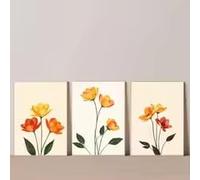 BMGKYAGL Affiche artistique botanique bohème bleue et beige à fleurs sauvages, peinture sur toile, impression murale, tableau, décoration de salon (30 x 45 cm x 3 / cadre intérieur)