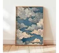 BMGKYAGL Affiche artistique nuageuse, imprimé ciel bleu et or, décoration élégante, art mural minimaliste zen sur toile (30x45cm/sans cadre)