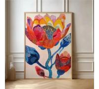 BMGKYAGL Affiche botanique abstraite, toile colorée, art mural nordique, peinture sur toile, images, décoration de salon, cadre 60x80 cm