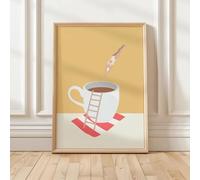 BMGKYAGL Affiche « Café Diver », « Bonjour Caf頻, « Aimant Caf頻, « Station Caf頻, cadre 20 x 30 cm