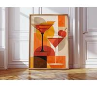 BMGKYAGL Affiche cocktail rétro orange, poster, affiche rétro, impression minimaliste, impression pop art, impression murale pour chambre (80x120cm/cadre intérieur)
