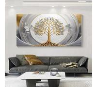 BMGKYAGL Affiche d'art abstrait représentant un arbre aux feuilles d'argent et d'or, décoration murale, salon, chambre, décoration intérieure (20 x 40 cm/cadre intérieur)