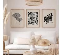 BMGKYAGL Affiche d'art minimaliste Boho Matisse Style Feuilles botaniques Peinture sur toile Impressions murales Photo Décoration d'intérieur 30x45cmx3 cadres