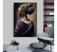 BMGKYAGL Affiche d'art populaire de femmes ethniques, portrait de femme africaine abstraite, imprime, art mural moderne, peinture sur toile vintage, décoration de salon, 30x45 cm, sans cadre