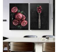 BMGKYAGL Affiche de cuisine, grenade et myrtille, art mural, impression sur toile, tableau, décoration nordique pour restaurant ou maison (80 x 120 cm x 2 / sans cadre)
