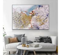 BMGKYAGL Affiche de danseuse de ballet dorée, calligraphie, danse est mon désir, peinture sur toile, images murales, citations de Rumi, impressions décoratives, cadre 50x70 cm