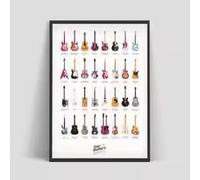 BMGKYAGL Affiche de guitares célèbres, peinture sur toile d'instrument de musique, art mural rétro rock pour la décoration du salon (30x45cm/cadre intérieur)