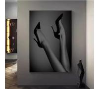BMGKYAGL Affiche de mode en noir et blanc, imprimé talons hauts, art mural sur toile, décoration d'anniversaire pour femme sexy (60x90cm/sans cadre)