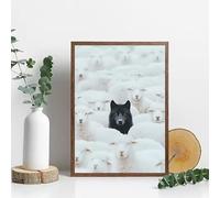 BMGKYAGL Affiche de peinture représentant un moulin à vent côtier et l'océan - Art minimaliste moderne représentant un parc éolien offshore avec une mer bleue, décoration murale (30x45cm/sans cadre)