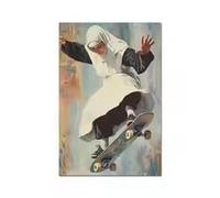 BMGKYAGL Affiche de street art représentant une nonne en skateboard, art mural moderne, image pop tendance, décoration intérieure pour salon ou chambre, impression sur toile (30 x 45 cm/sans cadre)