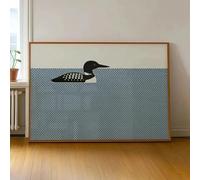 BMGKYAGL Affiche d'oiseau nordique Plongeon huard, art mural abstrait scandinave, impression sur toile, esthétique minimaliste de maison au bord du lac (40x60cm/sans cadre)
