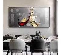 BMGKYAGL Affiche et impression de mode - Tableau abstrait en toile représentant un verre de vin rouge - Décoration murale moderne pour salle à manger et cuisine (40 x 80 cm/Cadre intérieur)
