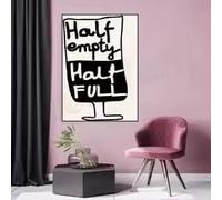 BMGKYAGL Affiche imprimée « Moitié vide, moitié pleine », image d'art en noir et blanc adaptée à la décoration du salon, de la cuisine, de la chambre à coucher (70 x 100 cm/Cadre intérieur)