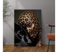 BMGKYAGL Affiche murale imprimée léopard, décoration moderne et chic, esthétique mode, girly et glamour, toile décorative pour femme sexy (20x30cm/sans cadre)