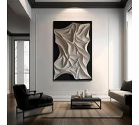 BMGKYAGL Affiche murale moderne minimaliste et irrégulière, style vague blanche, texture 3D, impression sur toile, décoration, 60 x 80 cm, sans cadre