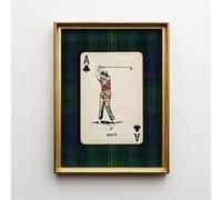 BMGKYAGL Affiche murale preppy, impression vintage nostalgique évoquant l'esprit classique du golf, avec une touche ludique sur une carte à jouer (60x80cm/cadre intérieur)