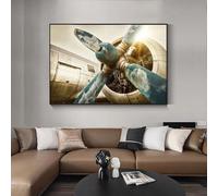 BMGKYAGL Affiche murale représentant un avion, art moderne, peinture vintage, décoration d'intérieur (80 x 120 cm, cadre intérieur)