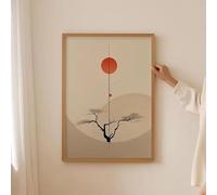 BMGKYAGL Affiche murale rétro japonaise sur toile, œuvre d'art abstraite neutre représentant un saule pleureur, idéale pour la décoration du salon (20 x 30 cm/cadre intérieur)