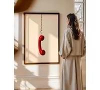 BMGKYAGL Affiche murale rétro représentant un téléphone, affiche minimaliste vintage pour la décoration du salon et de la chambre (60x80cm/cadre intérieur)