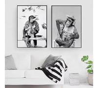 BMGKYAGL Affiche murale sur toile représentant un singe noir et blanc lisant un journal, jouant aux échecs et laissant tomber de l'argent (50 x 70 cm x 2 / sans cadre)