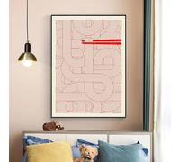 BMGKYAGL Affiche Ramen rouge maximaliste, peinture murale abstraite, ligne, art mural, toile, affiches, décoration de cuisine, maison, 50 x 70 cm, sans cadre