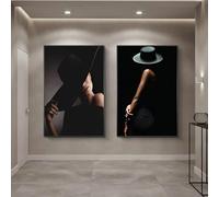 BMGKYAGL Affiche sur toile de mode élégante femme noire, décoration de salon, peinture esthétique abstraite, décoration d'intérieur, 80 x 120 cm, sans cadre