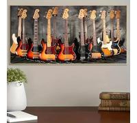 BMGKYAGL Affiche sur toile de style créatif, peinture sur instruments de musique et guitare, art mural sur toile, œuvre d'art murale (30 x 60 cm, cadre intérieur)