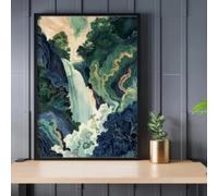 BMGKYAGL Affiche sur toile représentant un paysage asiatique, cascade bleu-vert, Hokusai Ukiyo-e, impression vintage, décoration murale, 30 x 45 cm, sans cadre