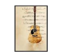 BMGKYAGL Affiche vintage d'instrument de musique, piano, impression sur toile, tableau de notes de musique, décoration intérieure nordique (60x80cm/sans cadre)