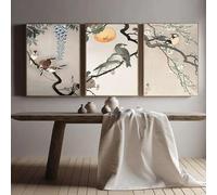 BMGKYAGL Affiche vintage d'oiseaux botaniques, peinture sur toile, images pour la maison, salon et chambre à coucher, décoration murale moderne, 60 x 90 cm, 3 cadres