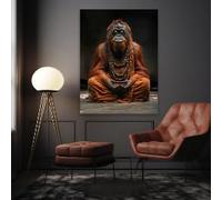 BMGKYAGL Affiche vintage représentant un chimpanzé gentleman, un chimpanzé coloré vêtu, estampe style Renaissance, portrait animalier (50x70cm/sans cadre)