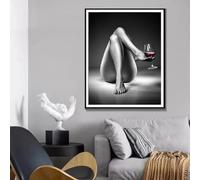BMGKYAGL Affiches de femme sexy avec verre à vin, noir et blanc, peinture sur toile, art mural, images modernes, décoration d'intérieur, cadre 40 x 60 cm