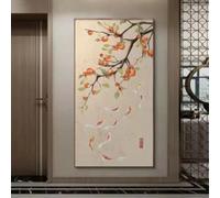BMGKYAGL Affiches de style chinois représentant un kaki porte-bonheur, une fleur de carpe, une peinture sur toile pastorale, des impressions murales, décoration d'intérieur, 40 x 80 cm, sans cadre
