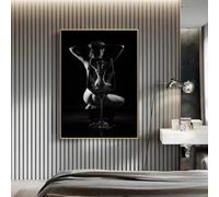 BMGKYAGL Affiches et impressions d'art féminines sexy, peinture sur toile moderne en noir et blanc, tableau d'art mural pour chambre à coucher, décoration d'intérieur, 70 x 100 cm, sans cadre