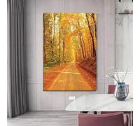 BMGKYAGL Affiches et impressions de paysages d'automne, d'arbres et de soleil, peinture sur toile moderne, tableaux muraux pour la décoration du salon (50x70cm/cadre intérieur)