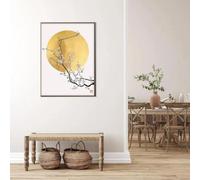 BMGKYAGL Affiches imprimées représentant des fleurs de cerisier Sakura et la lune dorée, paysage oriental asiatique moderne minimaliste, décoration zen Feng Shui, 50 x 70 cm, sans cadre