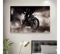 BMGKYAGL Affiches sur toile représentant des motos stylées en noir et blanc, idéales pour la décoration murale du salon (80 x 120 cm, sans cadre).