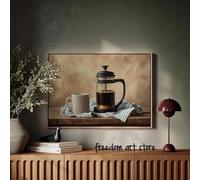 BMGKYAGL Affiches vintage françaises, presse, cuisine, café rustique, café confortable, art, toile, peinture, décoration d'intérieur, cadre 30 x 45 cm