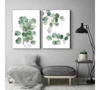 BMGKYAGL Aquarelle, feuillage d'eucalyptus, affiche, style vert, peinture sur toile, plantes minimalistes, impression d'art, tableau mural, décoration d'intérieur, 50 x 70 cm, sans cadre