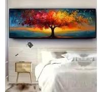 BMGKYAGL Arbre de Vie - Impression sur toile abstraite - Affiche - Esthétique moderne et vibrante - Grand format horizontal - Décoration murale (45 x 135 cm/Cadre intérieur)