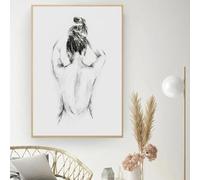 BMGKYAGL Art mural minimaliste avec dos sexy, dessin au trait féminin abstrait HD, affiche sur toile, décoration de maison, chambre à coucher, salon, 70 x 100 cm, sans cadre