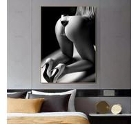 BMGKYAGL Art sexy femme rouge vin verre toile peinture affiches et impressions chambre mur maison mur art photo salon décor 60x80 cm sans cadre