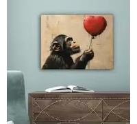 BMGKYAGL Art urbain : fille, singe, ballon, peinture, affiche, décoration murale intérieure, impression sur toile (70 x 100 cm, cadre intérieur)