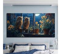 BMGKYAGL Chouette - Garniture murale textile bouclée, motif floral et animalier élégant, Affiches pour décoration murale, cadre 30x60cm