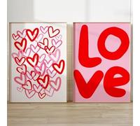 BMGKYAGL Décoration murale « Love », affiche rétro pour la Saint-Valentin, toile typographique tendance pour la décoration du salon (40 x 60 cm x 2 / cadre intérieur)