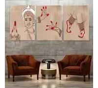 BMGKYAGL Ensemble de 3 pièces représentant une danseuse classique féminine | Beauté exotique | Art mural créatif | Jeune fille brune tamoule, art desi, Asie du Sud (30 x 45 cm x 3 / Cadre intérieur)